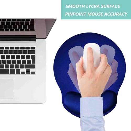 Image of Mouse Pad with Gel Wrist Rest Support, Ergonomic Mouse Cushion with Non Slip Rubber Base Mouse Pad for Laptop, Computer, Gaming, Office (Blue, Round)