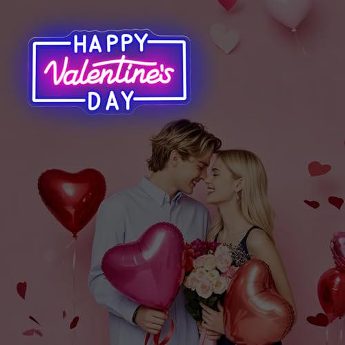 Image of Happy Valentine's Day Neon Sign, Proposal LED Light, Valentines Day Gift, Romantic Home Wall Decor Room Decoration, 16.5 inchx8.5 inch