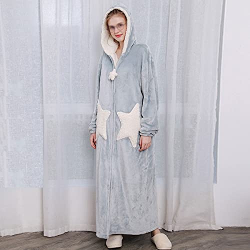 Bata de vestir para hombres albornoz cálido de vellón azul para noches frías de invierno 7