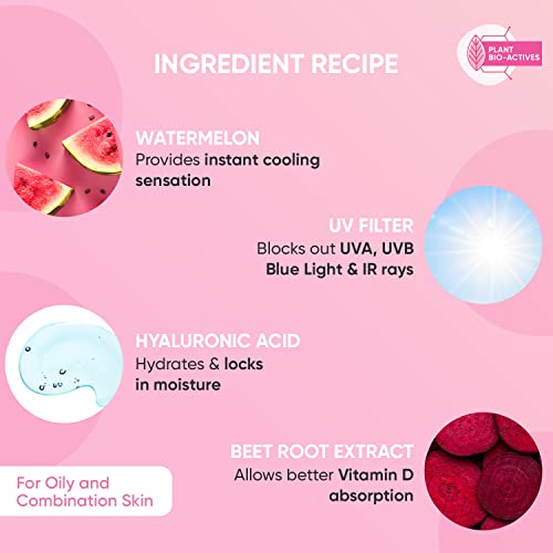 Dot & Key Watermelon Hyaluronic Cooling Sunscreen SPF 50 PA+++|for Moisturized Skin| UV + Blue Light Protection| Lightweight | No White Cast | Boosts Vitamin D Absorption I Quick Absorbing | 50g - Image 3
