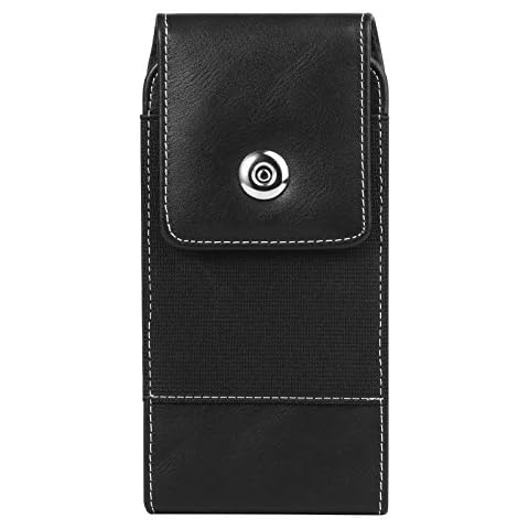 Small Vertical PU Leather Belt Clip Holster Compatible for iPhone 13 12 11 Pro XR XS X / Galaxy Note 10 S20 S10 S10 S9 S8 A01 A10e S10e / BLU J2 View 2 / Pixel 5a 4 / LG K31 Rebel Phoenix 5 / TCL A2 Cover