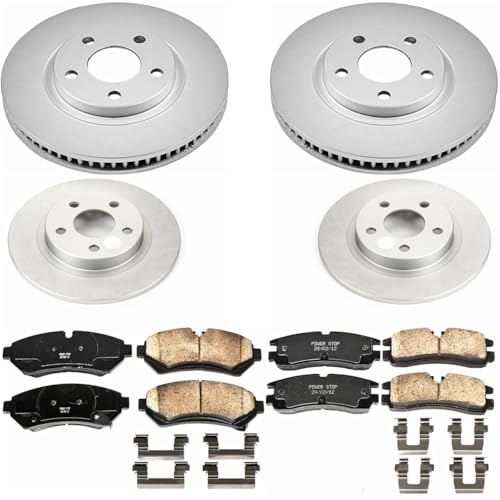Image of PowerStop Front and Rear Brake Kit for Cadillac Seville 1998-02 - Fully-Coated Disc Rotors with Z17 Ceramic Brake Pads Replacement, CRK1550