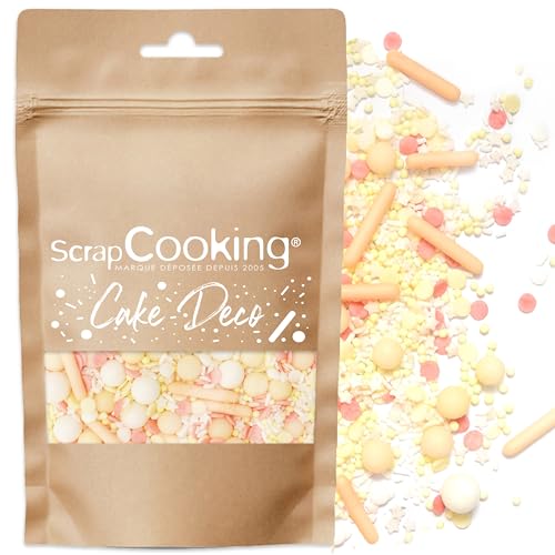ScrapCooking - Décors Sucrés Rods Pêche 70g - Sprinkles Pâtisserie Jaunes, Orange & Roses Comestibles - Perles en Sucre - Décoration Desserts, Gâteaux, Biscuits, Cupcakes, Anniversaire - 7451