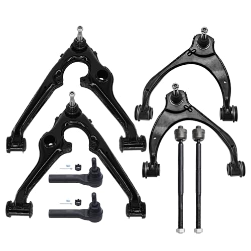 Image of Detroit Axle - Front End Suspension Kit for 2014-2018 Chevy Silverado 1500 GMC Sierra 1500, 2019 Silverado 1500 LD Sierra 1500 Limited, 2015-2020 Suburban Yukon XL Control Arms w /Ball Joint Tie Rods