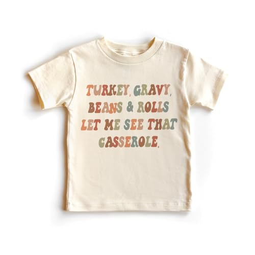 Funny Thanksgiving Toddler Shirt - Turkey Gravy Beans And Rolls - Fall Natural Toddler & Youth Tee