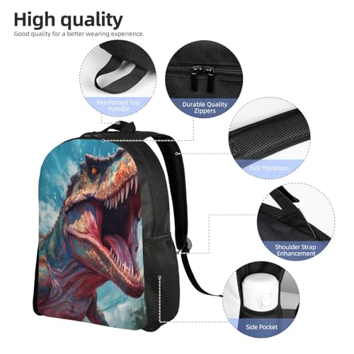 16In Travel Backpack Roaring Dino Reptile Casual Daypack for Outdoor Enthusiasts, Business Men & Women, Travel Ready Design4