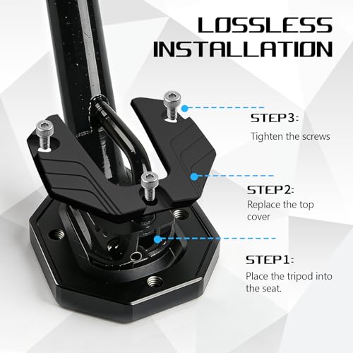 Wuyaoyao Motorcycle Kickstand Support Pad, Aluminum Alloy Side Stand Foot Extension Plate for Motorcycle Bike Scooter, Anti-skid Enlarged Kickstand Extender Support Plate for Outdoor Parking (Black)