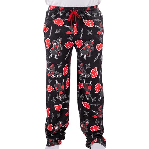 Ripple Junction Naruto Shippuden Men's Lounge Pants Akatsuki Itachi Kunai Shuriken All Over Print Anime Black 2XL