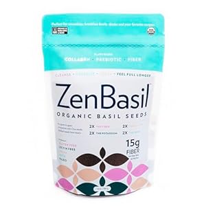 Zen Basil Seeds | edible basil seeds usda organic, kosher, non-gmo, lectin free, gluten free, plant based, keto, paleo, vegan | 15g fiber per/serv | 14oz | more fiber than chia seeds | prebiotic