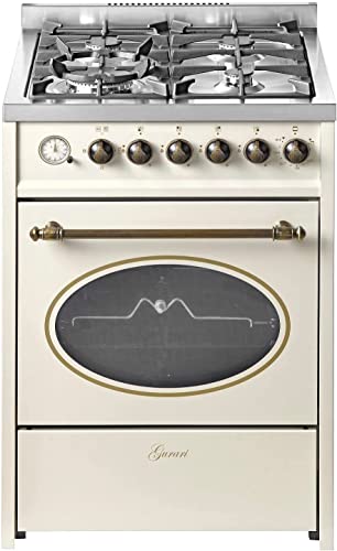 GURARI 614 CR Cuisinière sur pied 60 cm Gaz naturel Fl.Gas 4 Kw WOK, Barbecue à gaz, Range Cooker, Tiroir avec poussette, Contrôle du gaz, tournebroche. Gaz...