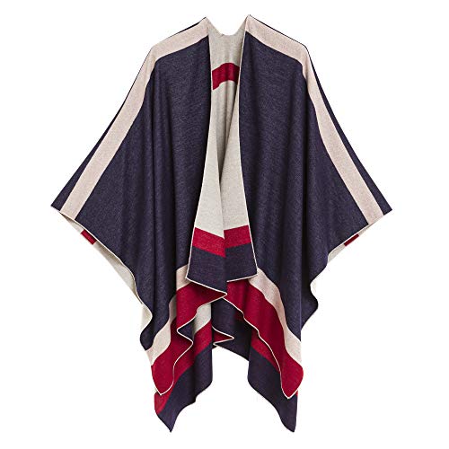 MELIFLUOS DESIGNED IN SPAIN Women's Shawl Wrap Poncho Ruana Cape Cardigan Sweater Open Front for Fall Winter (PCA01)
