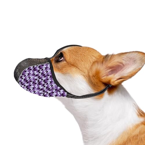 Image of Dog Muzzle for Extra Small Dogs Anti & Prevent Biting Chewing Barking Soft Air Mesh Muzzles Reflective Ajustable Full Coverage Dog Mouth Guard Cover for Grooming Scavenging Purple S