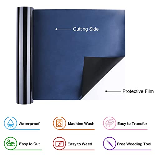 Furwey Heat Transfer Vinyl Rolls Htv Vinyl - 12" X 25Ft Black Iron On Vinyl, Easy To Cut & Weed For Heat Vinyl Design #TOP1