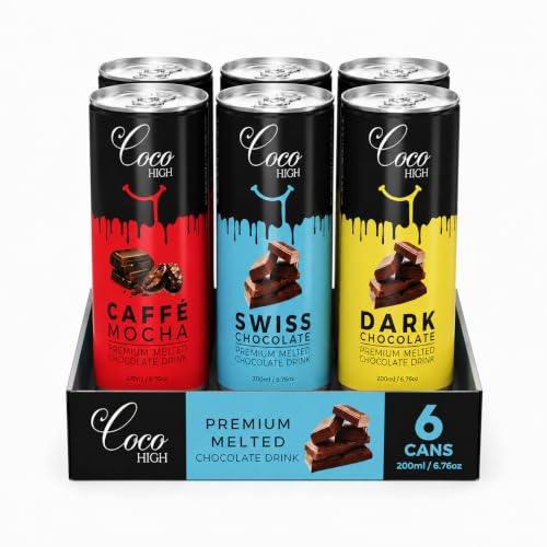 Image of CocoHigh Chocolate Milk 1.2L (6 x 200ml) | Combo of Swiss, Caffe Mocha & Dark Chocolate Milkshake Made with Real Cocoa | No Added Preservatives Ready to Drink