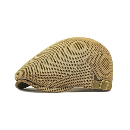 Breathable Flat Cap with Adjustable Strap for Men Women, Breathable Summer Light Newsboy Cap for Driving Walking