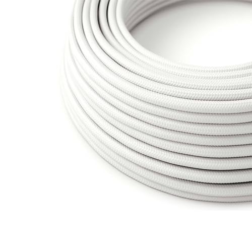 HALOTEC Cable Eléctrico Textil Blanco 5m | Cable para Lámpara Decorativa 2 Hilos 2x0,75mm² | Funda Tejido Textil Blanco para Iluminación Interior | Ideal Decoración Ambiental, Estilo Vintage.