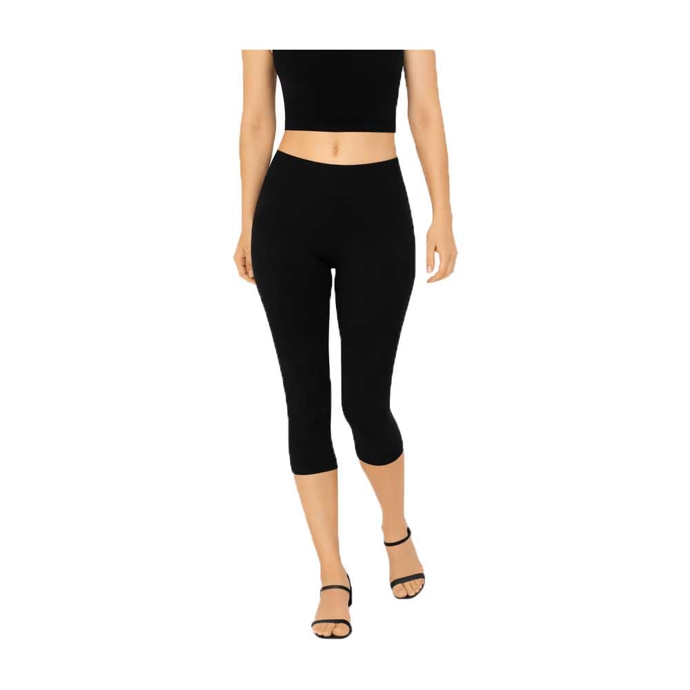 Womens Casual Solid Bottom Wear Plain 3/4th Capri for Girls Black (1Pack)-image-22