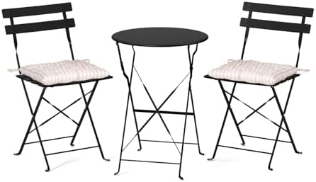 VINGLI Outdoor Folding Bistro Table and Chairs Set of 2, 3-Piece ...