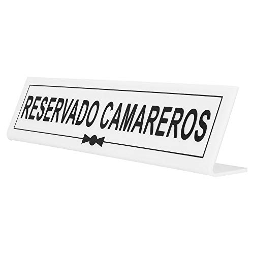 García de Pou 179.50 Placa Reservado Camareros, 26 x 5+5 Cm, Blanco
