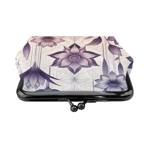 Pu Leather Buckle Coin Purse Lavender-Pattern Girls Kiss-Lock Change Purse Wallets2