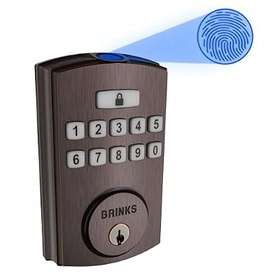 BRINKS Security Door Locks, High-Security Keyless Entry, Smart Electronic Door Lock with Deadbolt, Up to 50 Codes, Automatic Locking (Deadbolt, Tuscan Bronze)