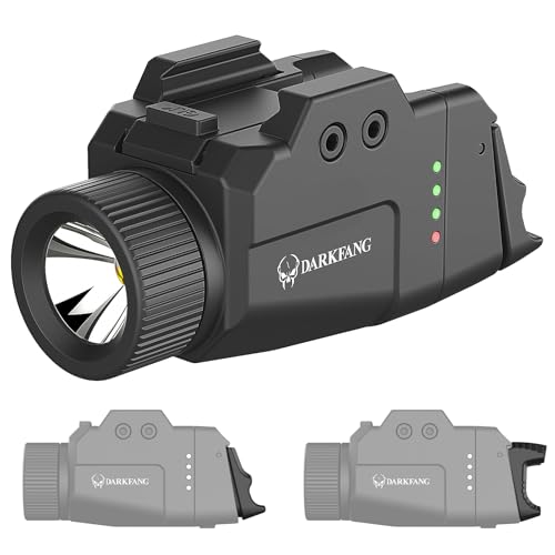 DARKFANG Compact Pistol Flashlight 1000 Lumen Tactical Flashlight with High and Low Rear Switch for Glock and Picatinny Rail
