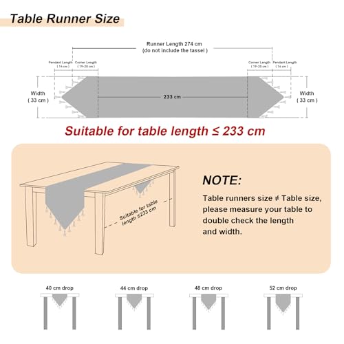 TOPLUXE Table Runner with Tassels, Jacquard Table Runner for Dining Room/Restaurant/Banquet/Festival Decoration (33x274cm, Light Gold) - Image 4