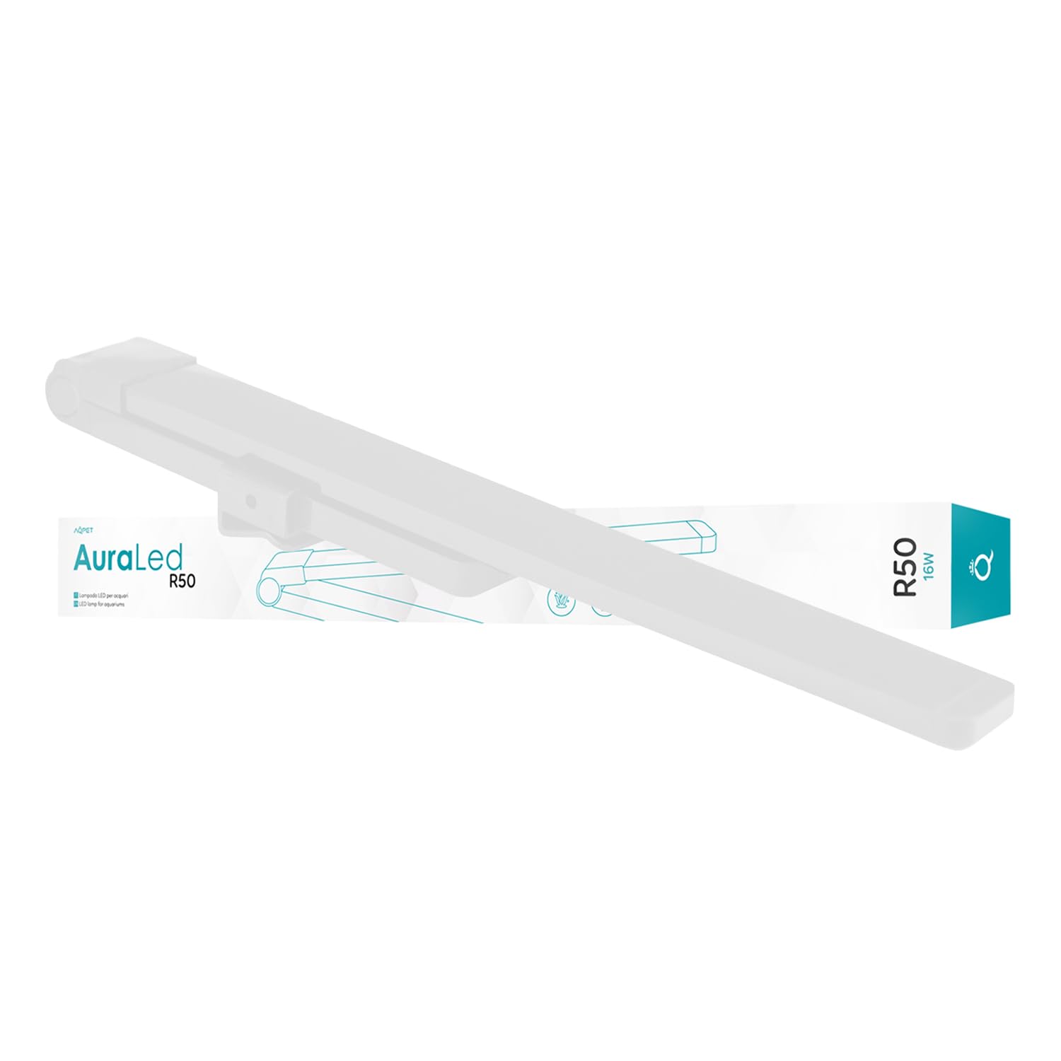 Aqpet Acquario Completo Kubic Rear 50x50x50 cm in Vetro Extrachiaro con Filtro Posteriore Integrato e Luce LED 16W – Vasca Cubica 125 L per Acquari Dolce e Marino – Design Moderno (Bianco)