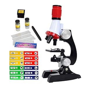 Science Kits for Kids Beginner Microscope with LED 100X 400X and 1200X-Include Sample Prepared Slides 12pc- Educational…