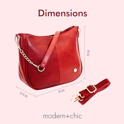 Image of Modern+Chic Crossbody Bags for Women - Marissa Saddle Crossbody, Vegan Leather Shoulder or Handbag with Two Adjustable Straps