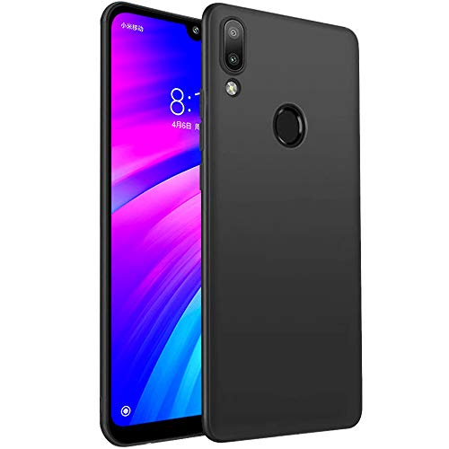 Image of TheGiftKart Sleek Back Cover Case for Xiaomi Redmi Y3 / Redmi 7 | Slim Fit Protective Design | Ultra Matte Finish | Camera Protection Bump | Soft Silicon Back Cover Case (Silicone, Black)