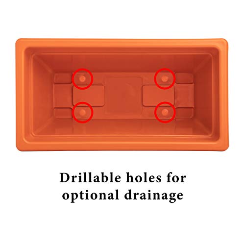 Backyardbounty Rectangle Planter Box, 16 Inch Indoor/Outdoor Rectangular Planter, Durable Uv Resistant, 2 Gallon Plastic Window Box Trough, Use For Herbs, Succulents, Vegetables (Terracotta) #TOP6