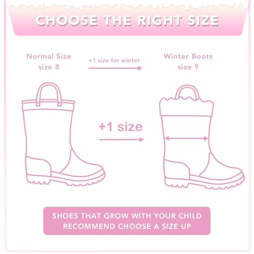 EUXTERPA Toddler Kids Light Up/Solid Color Rain Boots Waterproof Warm Fleece Lined Boots for Boys Girls Winter Snow Boots4