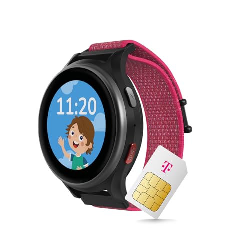 ANIO 6 Smartwatch für Kinder GPS und Telefonfunktion Dt. Hersteller Datenschutz und -Telefonsupport Lange AKKU-Laufzeit SOS Telekom SIM-Karte 30 Amazon-Gutschein nach Registrierung (Hibiscus)