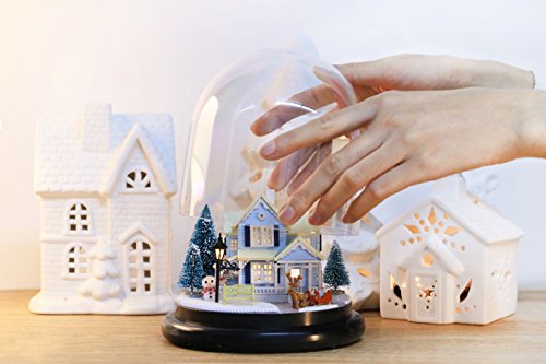 DIY-Set Miniatur-Puppenhaus mit transparenter Kuppel, Holz, Modell einer Schneehütte mit Puppen, Kunststoff, LED-Licht… – Bild 7