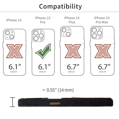 Image of Dockem Fabric Card Case for iPhone 15 Pro with Built-in Metal Plate for Magnetic Mounting, Stitched-on Genuine Leather Wallet with 2 Credit Card /ID Slots: M2F 15 Pro [Grey w /Light Brown]