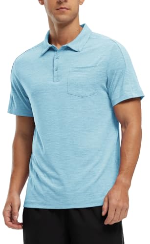 Image of Rdruko Men's Polo Shirts Short Sleeve Quick Dry Outdoor Golf Sports Shirts with Pocket