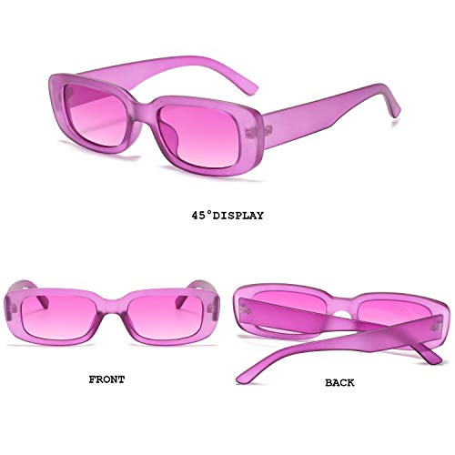 Image of BUTABY Rectangle Sunglasses for Women Retro Driving Glasses 90's Vintage Fashion Narrow Square Frame UV400 Protection