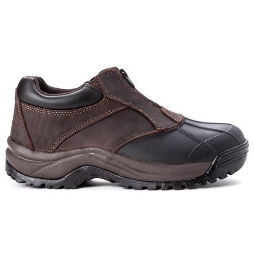 Propét Mens Blizzard Ankle Zip Snow Boot, Brown/Black, 10.5 XX-Wide US