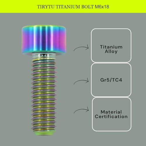 Image of M6x18 Titanium Bolts Socket Head Cap Screw, Colorful, 4PC | Lightweight Design, Ideal for Humid /Salty Environments, Socket Head Hex Key No Washer, MTB /Motorcycle Bolts