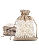 SOVYTH 15 Pezzi Sacchetto di Lino con Coulisse (14x10cm) Sacchetti Luta Lino Regalo per Gioielli Regalo, Regali, Matrimoni, Feste