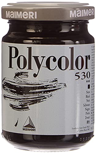 Maimeri M1220530 140ml Pot en verre Noir peinture acrylique - Peintures acryliques (Noir, Black, AP, 140 ml, Pot en verre, 173 mm)