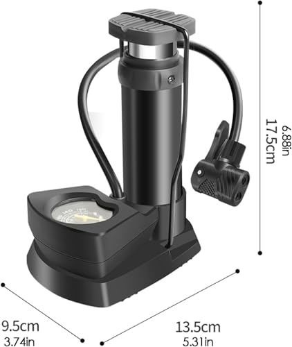 Image of QUXIS QUXIS Portable Foot Pump with Double Valve, Air Lock System for Bicycle, Scooter, Motorcycle, Ball Inflation, (BLECK+)