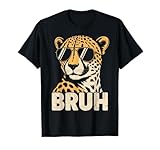 Bruh Cheetah Meme Graphic Tee Men Boys Animal Print Kids T-Shirt