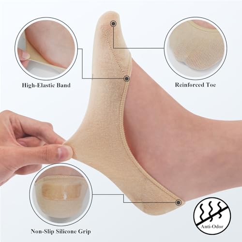SIXDAYSOX No Show Socks Women for Flats 4 to 8 Pack Non Slip Invisible Ultra Low Cut Socks Shoe Size 5-8/9-114