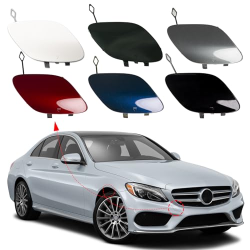 Front Bumper Tow Hook Cover Towing Eye Cap Trailer Cover Fit For Mercedes-Benz W205 C-Class Sedan C300 C400 C43AMG 2015-2018(Only Applicable To Sports Models)A2058850724 (Blue, Right Passenger Side)