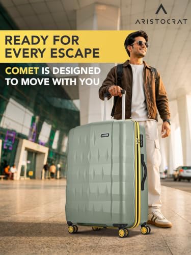 Image of Aristocrat Comet Set of 3 (Cabin+Medium+Large) Hard Case Trolley Bags,Green