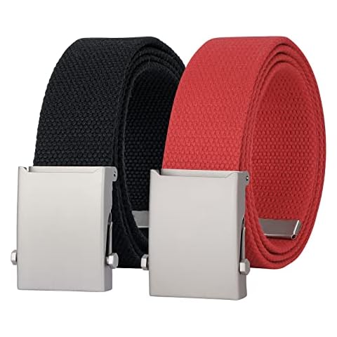 JASGOOD Canvas Web Belt for Men Adjustable Cloth Fabric Military Belt Cover