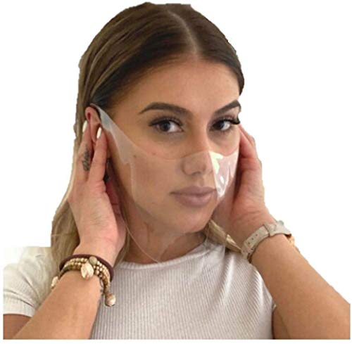 Preisvergleich Produktbild Technomask Transparente Gesichtsmaske - Durchsichtiger Mund Nasenschutz, Wiederverwendbare Klarsichtmaske, Weiches Material, Keine Druckstellen, Leichtes Atmen (Ohne Klettverschluss, Medium (14 cm))