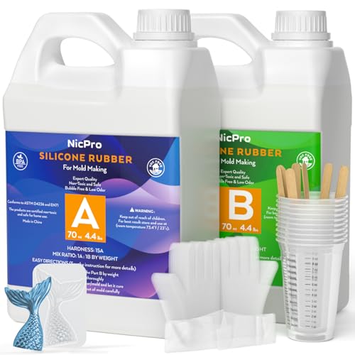 Nicpro 140oz Silicone Mold Making Kit, 15A Platinum Liquid Silicones Rubber, Flexible Silicone Molds...